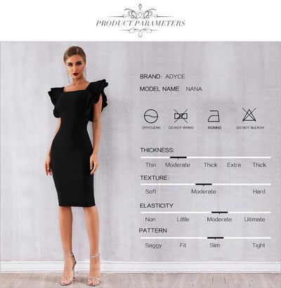 Vestido Club Ajustado con Mangas Volantes Mariposa - Image 6