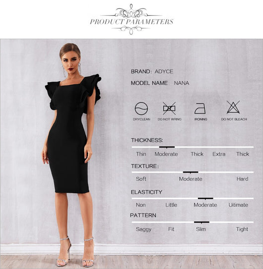 Vestido Club Ajustado con Mangas Volantes Mariposa - Image 6