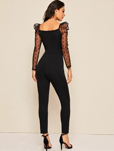 Jumpsuit con Estampado de Lunares y Costuras Decorativas - Image 7