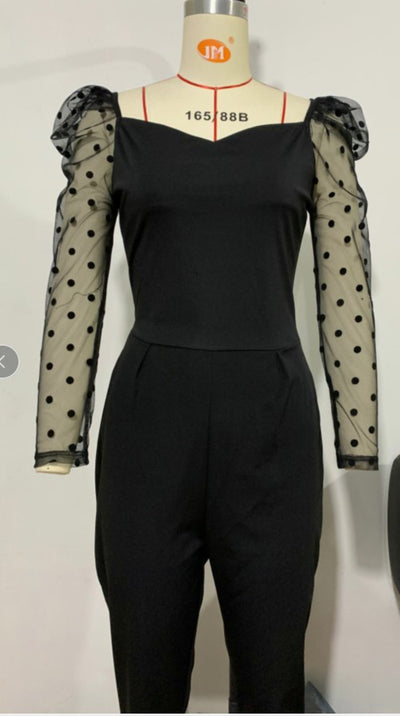Jumpsuit con Estampado de Lunares y Costuras Decorativas - Image 11