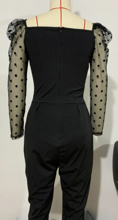 Jumpsuit con Estampado de Lunares y Costuras Decorativas - Image 12