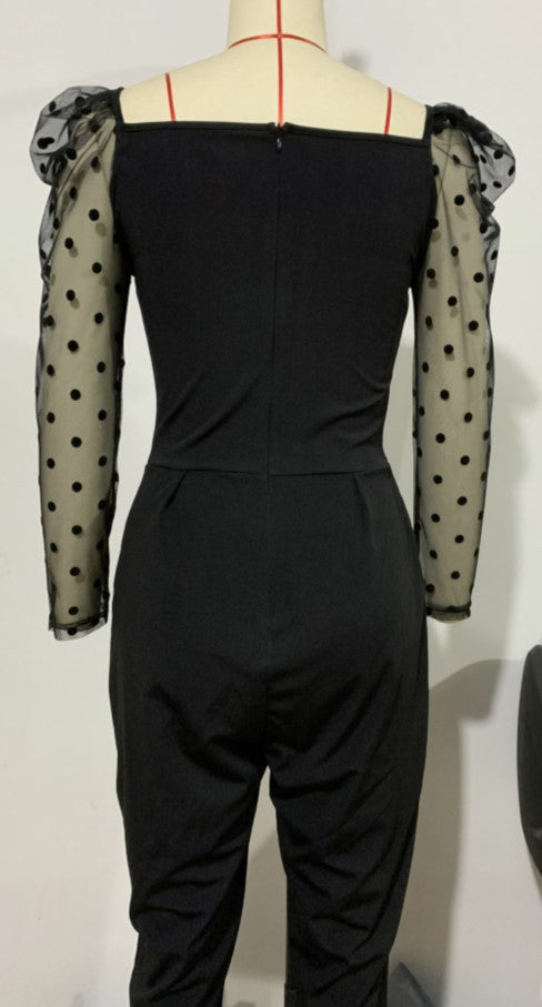 Jumpsuit con Estampado de Lunares y Costuras Decorativas - Image 12