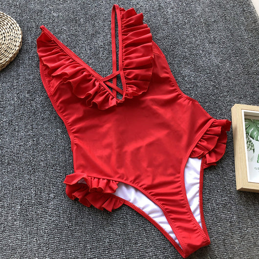 Traje de Baño Enterizo con Volantes y Espalda Abierta - Bikini Sexy Moderno - Image 10