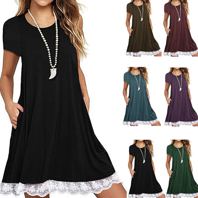 Vestido Talla Grande con Panel de Encaje y Cuello Redondo - Image 11