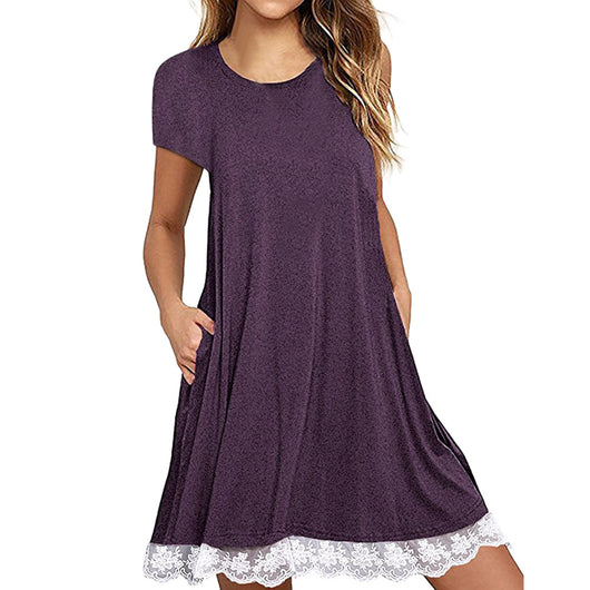 Vestido Talla Grande con Panel de Encaje y Cuello Redondo - Image 13
