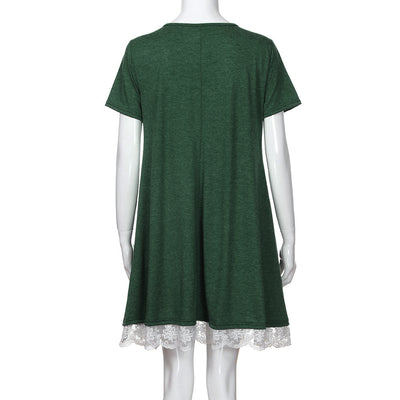 Vestido Talla Grande con Panel de Encaje y Cuello Redondo - Image 14