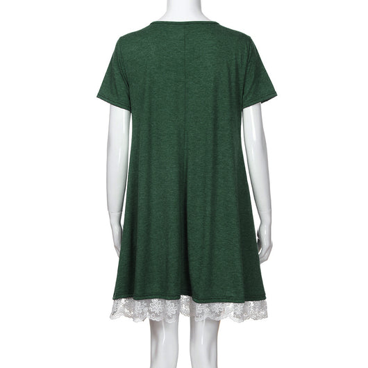 Vestido Talla Grande con Panel de Encaje y Cuello Redondo - Image 14