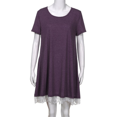 Vestido Talla Grande con Panel de Encaje y Cuello Redondo - Image 15