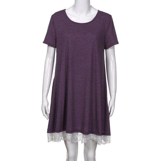 Vestido Talla Grande con Panel de Encaje y Cuello Redondo - Image 15