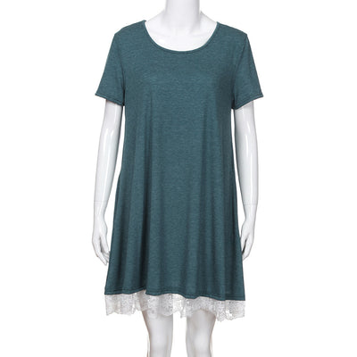 Vestido Talla Grande con Panel de Encaje y Cuello Redondo - Image 16