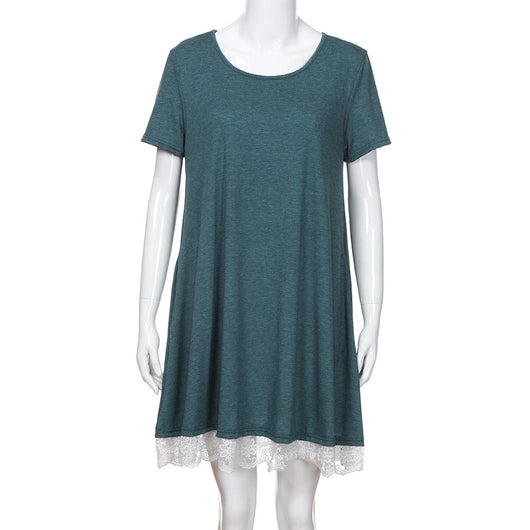 Vestido Talla Grande con Panel de Encaje y Cuello Redondo - Image 16