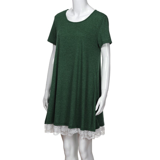 Vestido Talla Grande con Panel de Encaje y Cuello Redondo - Image 17