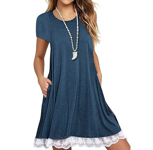 Vestido Talla Grande con Panel de Encaje y Cuello Redondo - Image 19