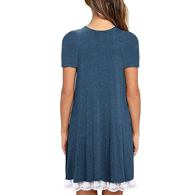 Vestido Talla Grande con Panel de Encaje y Cuello Redondo - Image 20