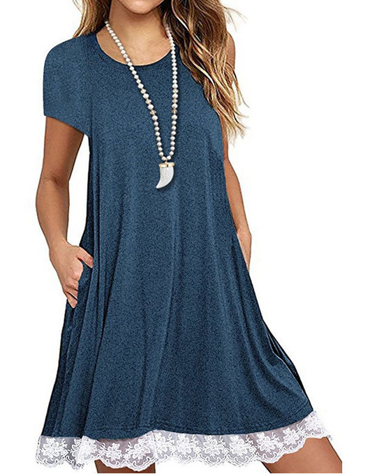 Vestido Talla Grande con Panel de Encaje y Cuello Redondo - Image 24