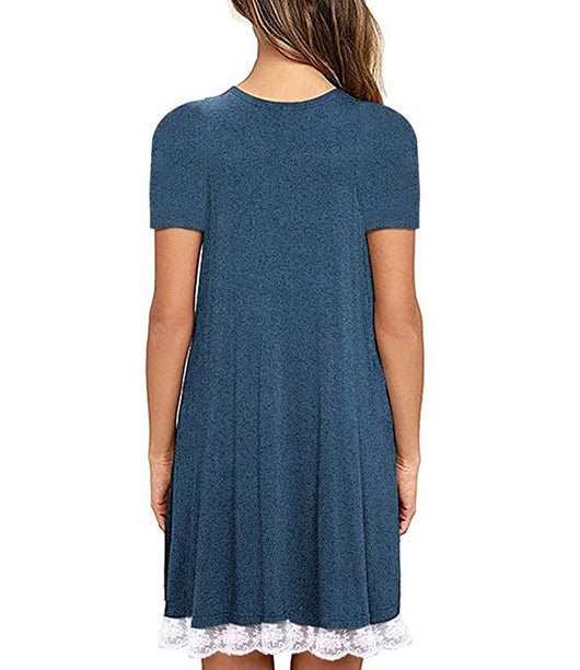 Vestido Talla Grande con Panel de Encaje y Cuello Redondo - Image 25