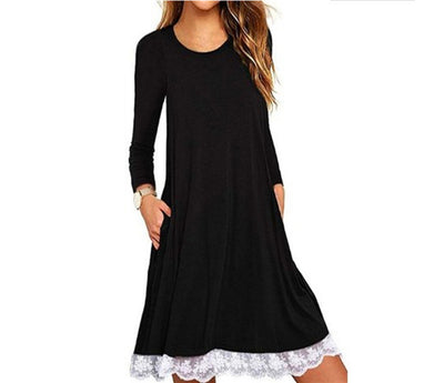 Vestido Talla Grande con Panel de Encaje y Cuello Redondo - Image 26