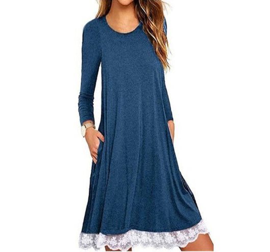 Vestido Talla Grande con Panel de Encaje y Cuello Redondo - Image 27