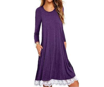 Vestido Talla Grande con Panel de Encaje y Cuello Redondo - Image 28