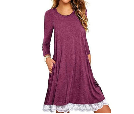 Vestido Talla Grande con Panel de Encaje y Cuello Redondo - Image 29