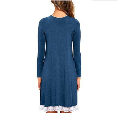 Vestido Talla Grande con Panel de Encaje y Cuello Redondo - Image 30