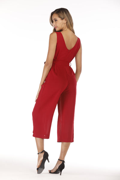 Jumpsuit con Escote en V, Halter y Cinturón - Image 19