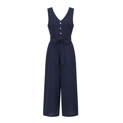 Jumpsuit con Escote en V, Halter y Cinturón - Image 27
