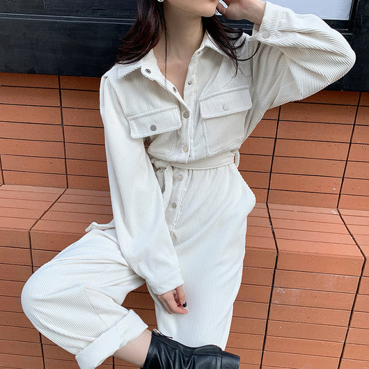 Jumpsuit de Cintura Alta Abotonado al Frente - Image 9