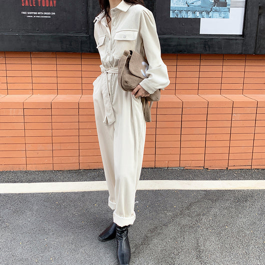 Jumpsuit de Cintura Alta Abotonado al Frente - Image 10
