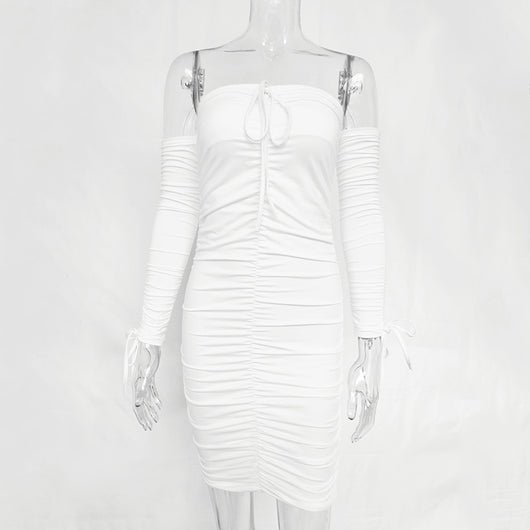 Vestido Bandage Ajustado Hombros Descubiertos Manga Larga para Fiesta - Image 16