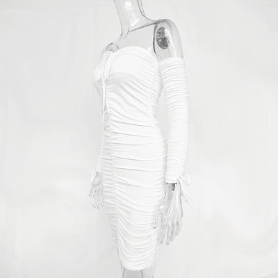 Vestido Bandage Ajustado Hombros Descubiertos Manga Larga para Fiesta - Image 17