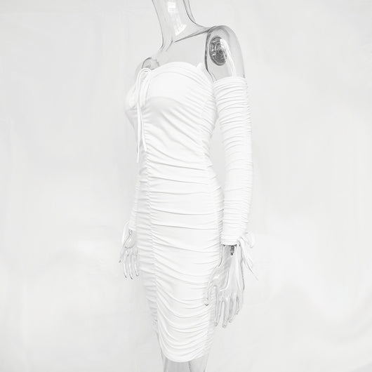Vestido Bandage Ajustado Hombros Descubiertos Manga Larga para Fiesta - Image 17