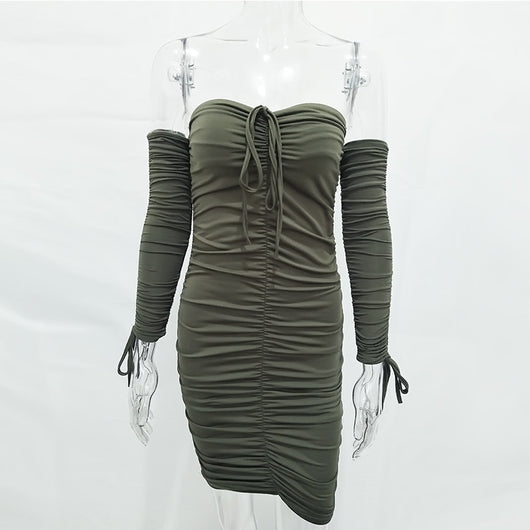 Vestido Bandage Ajustado Hombros Descubiertos Manga Larga para Fiesta - Image 19