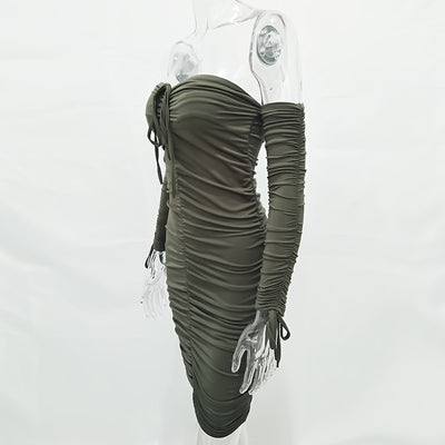 Vestido Bandage Ajustado Hombros Descubiertos Manga Larga para Fiesta - Image 20