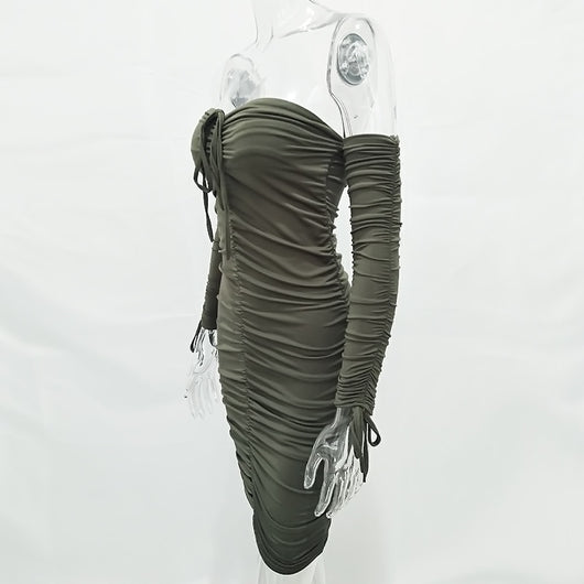 Vestido Bandage Ajustado Hombros Descubiertos Manga Larga para Fiesta - Image 20