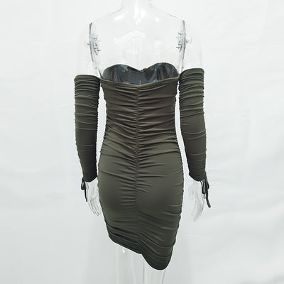 Vestido Bandage Ajustado Hombros Descubiertos Manga Larga para Fiesta - Image 21