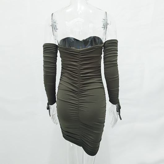 Vestido Bandage Ajustado Hombros Descubiertos Manga Larga para Fiesta - Image 21