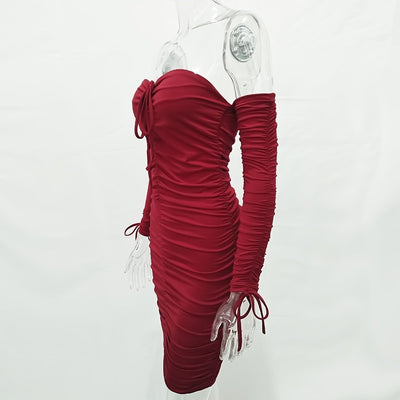 Vestido Bandage Ajustado Hombros Descubiertos Manga Larga para Fiesta - Image 23