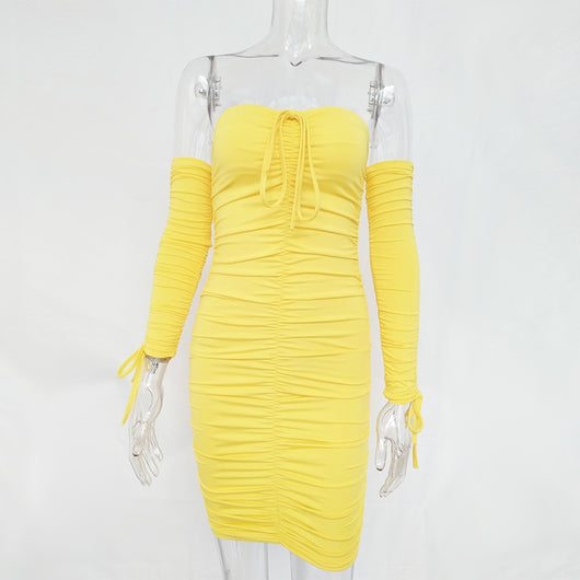 Vestido Bandage Ajustado Hombros Descubiertos Manga Larga para Fiesta - Image 25