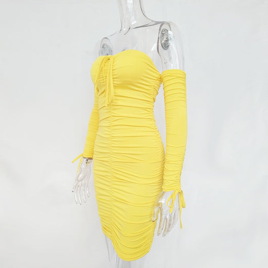 Vestido Bandage Ajustado Hombros Descubiertos Manga Larga para Fiesta - Image 26