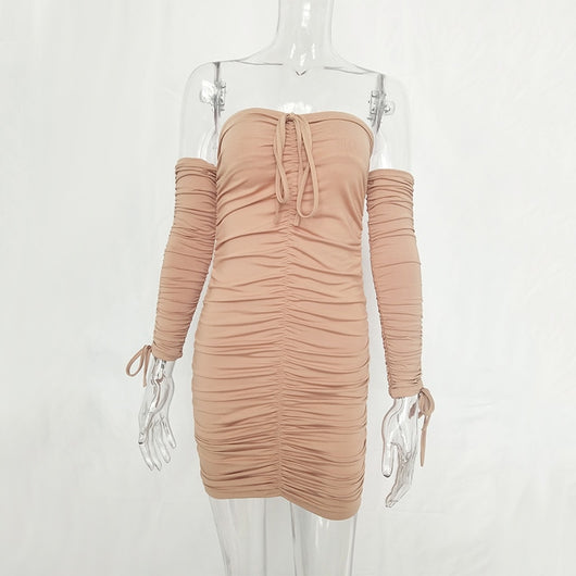 Vestido Bandage Ajustado Hombros Descubiertos Manga Larga para Fiesta - Image 28