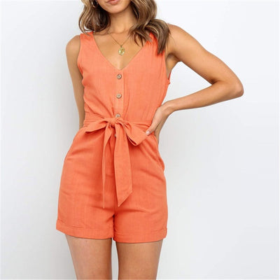 Jumpsuit Escotado con Cinturón de Botones - Image 18