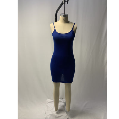 Vestido Slim con Tirantes de Color Sólido para Vacaciones - Image 18