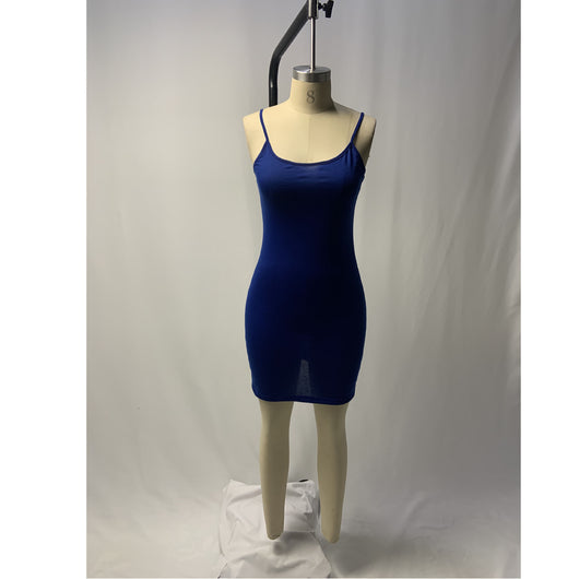 Vestido Slim con Tirantes de Color Sólido para Vacaciones - Image 18