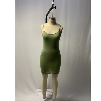 Vestido Slim con Tirantes de Color Sólido para Vacaciones - Image 21