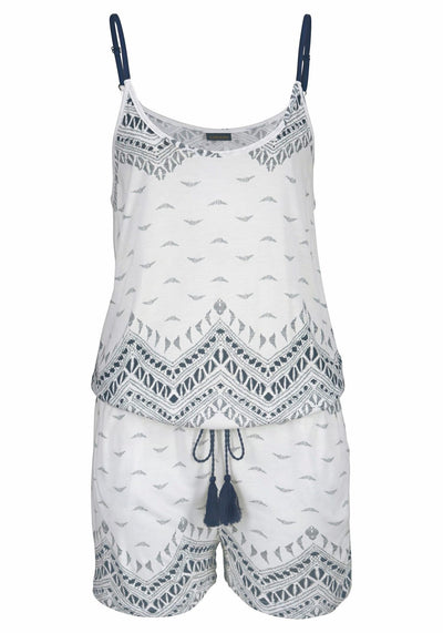 Jumpsuit Elástico con Estampado de Olas y Cintura Ajustable - Image 4