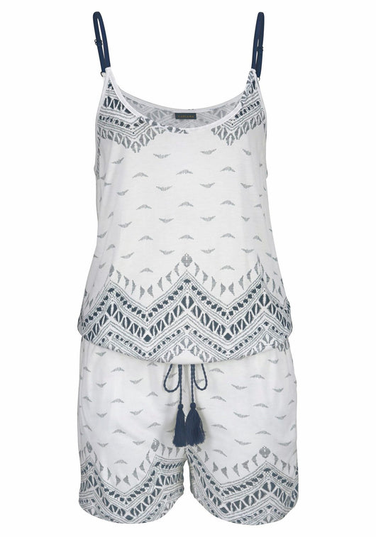 Jumpsuit Elástico con Estampado de Olas y Cintura Ajustable - Image 4