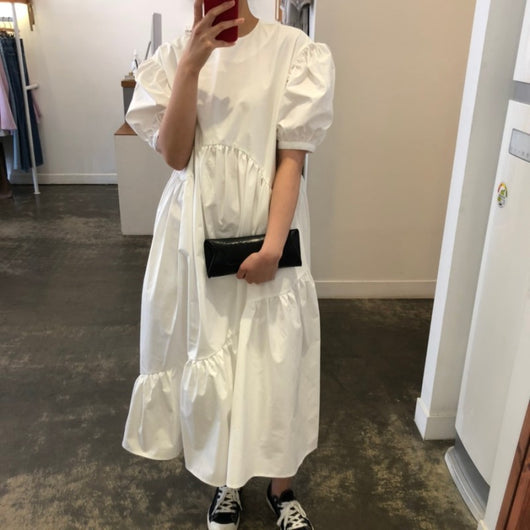Vestido con Mangas Voluminosas Fruncidas - Image 10