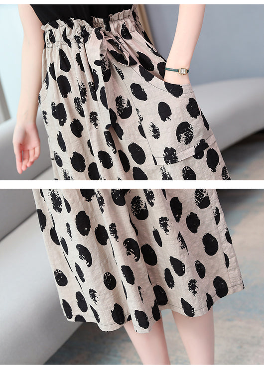Vestido Corto Patchwork con Efecto Dos Piezas y Estampado de Puntos - Image 13