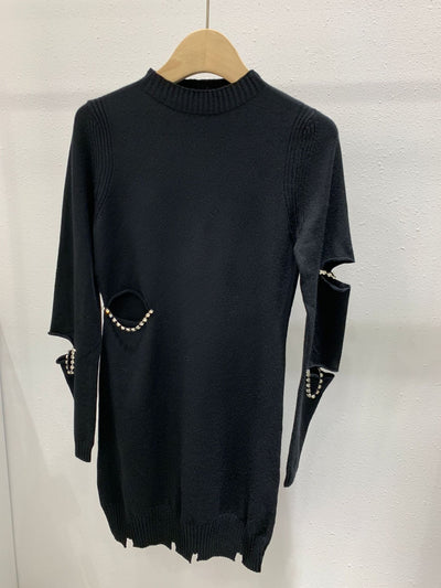 Vestido Corto Tejido Negro Elegante - Image 5